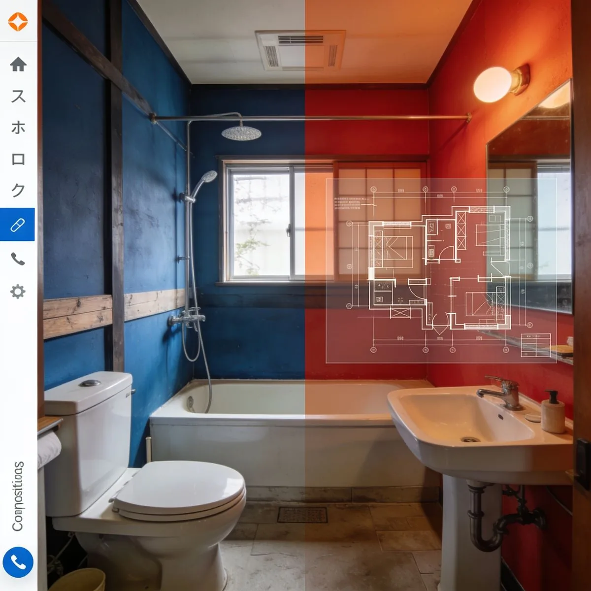Before: Standard bathroom with basic fixtures